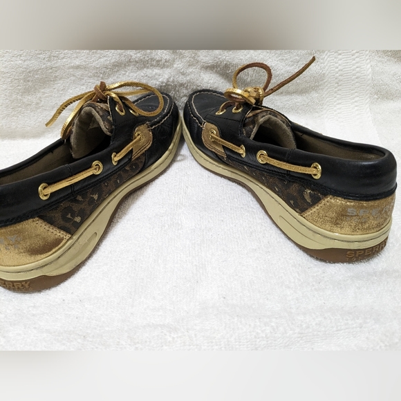 Sperry Topsiders Boat Shoes Black, Gold and Cheetah Print Sz 8 - Picture 4 of 8